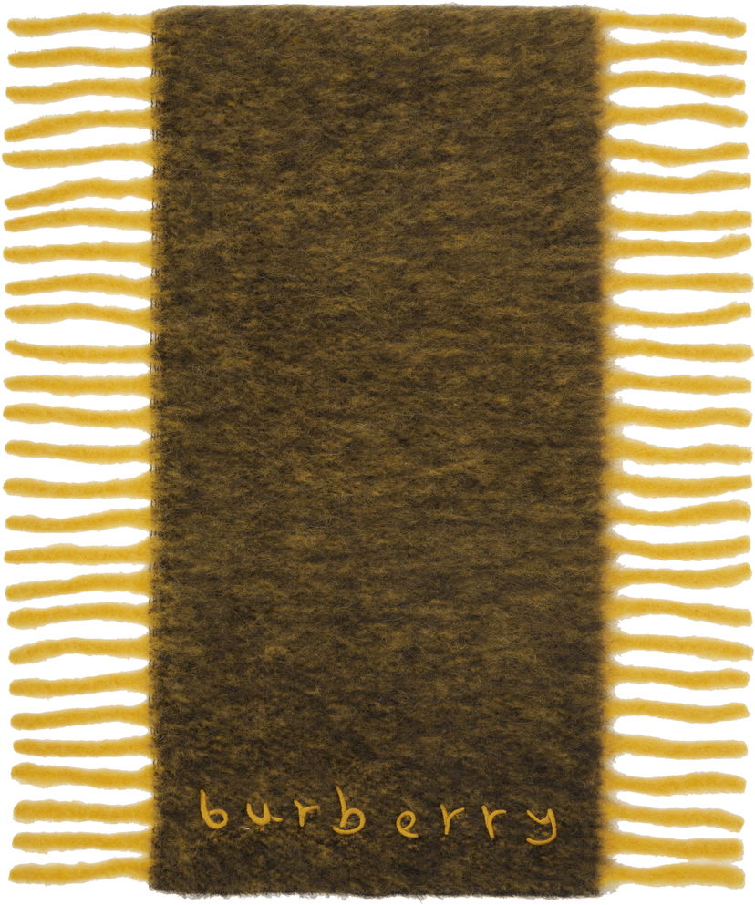 Šál Burberry Alpaca Wool Blend Fringed Happy Scarf Hnedá | 8118734
