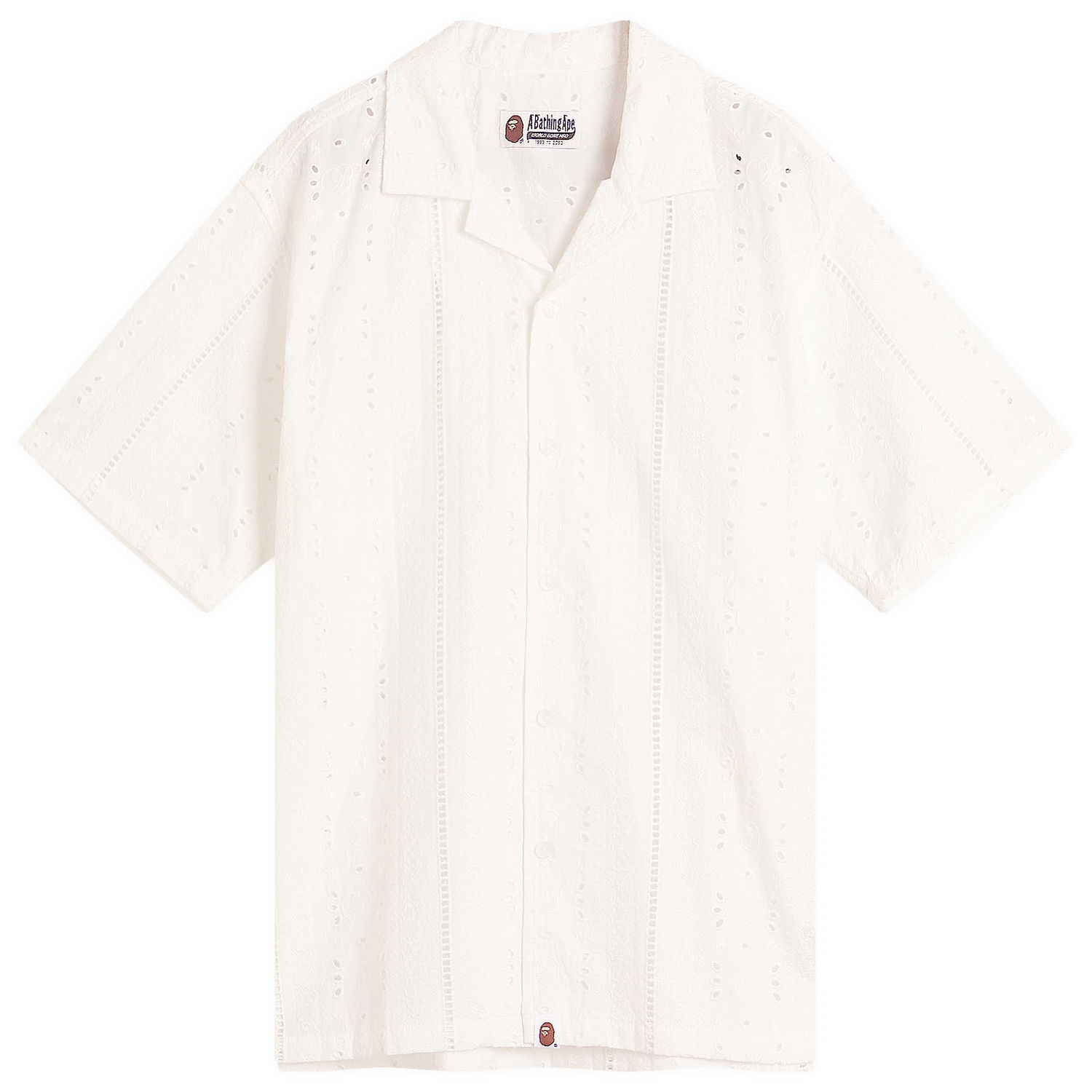 Košeľa BAPE A Bathing Ape Open Collar Short Sleeve Embroidered Shirt, Size Large Biela | 001SRL301305M-IVO, 0
