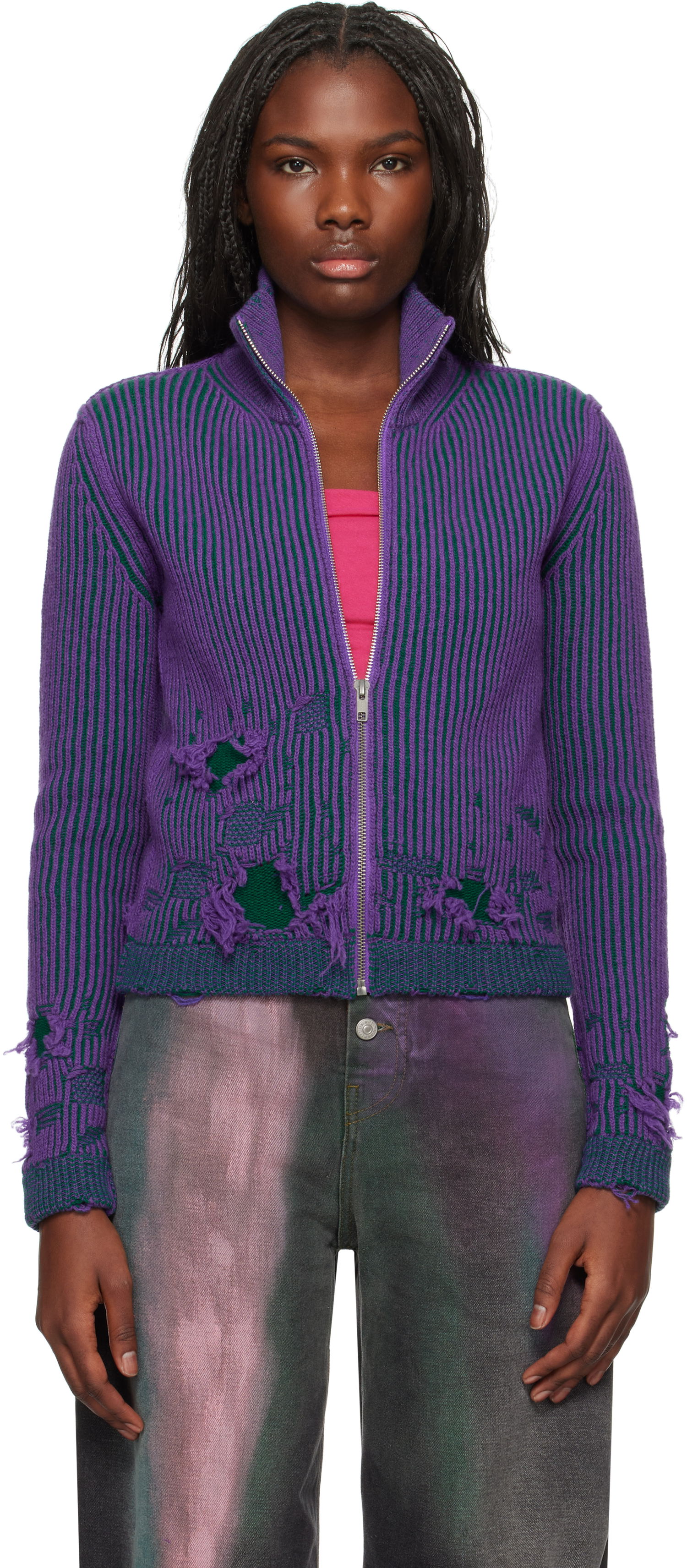 Sveter Maison Margiela Zipped Turtleneck Jacket Fialová | S62AN0133 M13076, 0