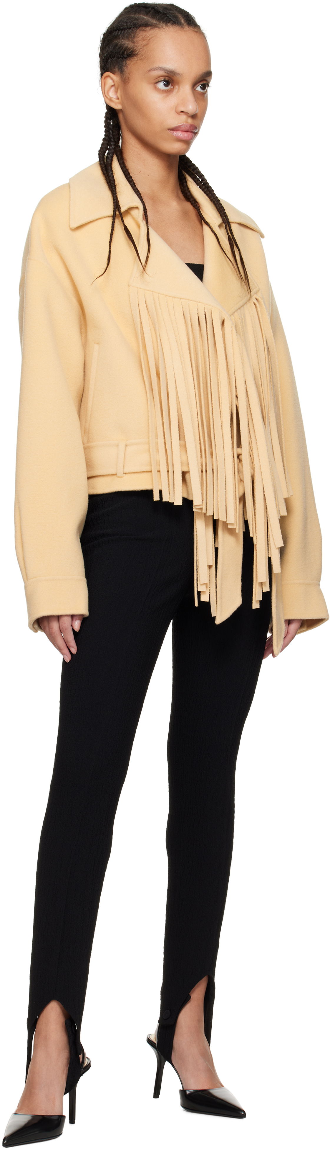 Nanushka Ticia Fringed Double Wool Jacket
