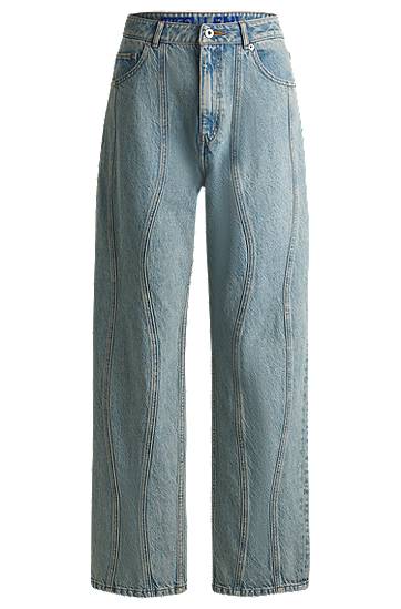 Džínsy BOSS Loose Fit Jeans with Wavy Seamlines Modrá | 50531726, 0