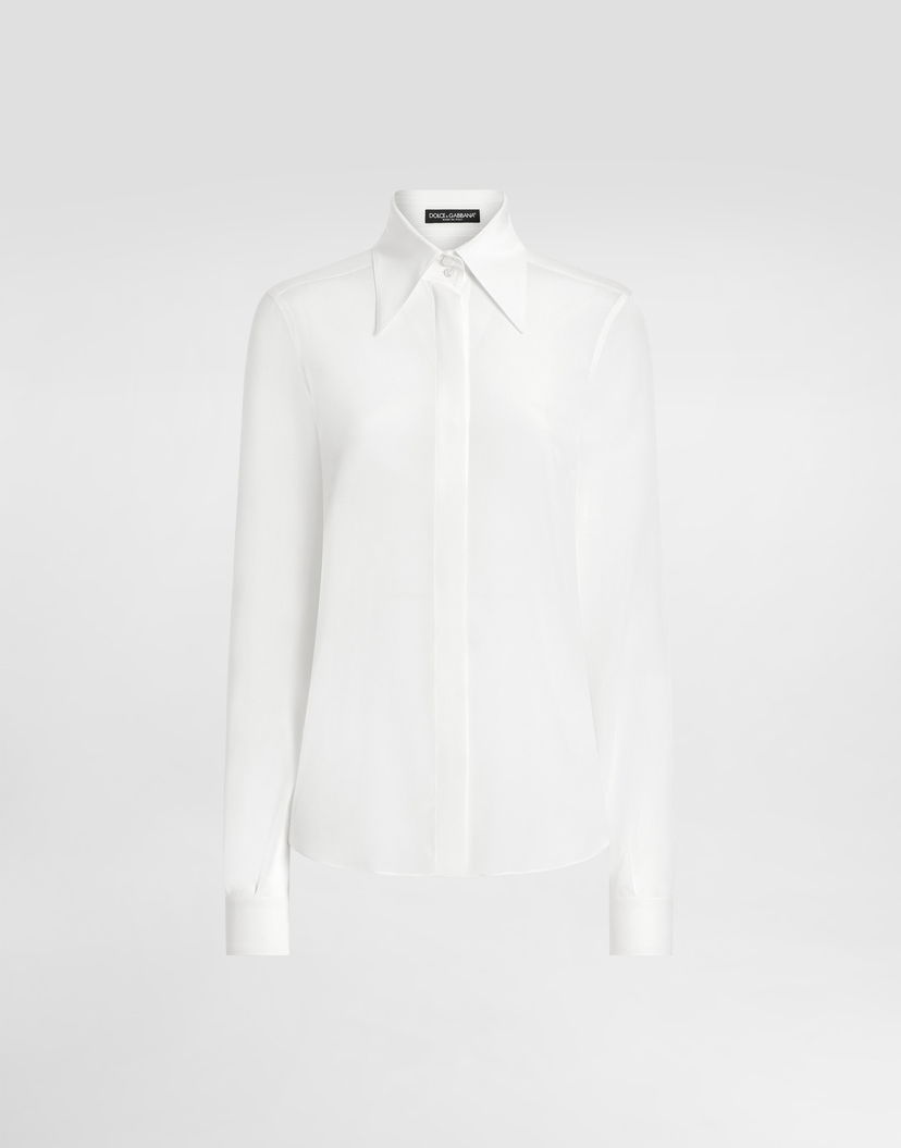 Košeľa Dolce & Gabbana Dolce & Gabbana Crepe De Chine Button-Down Shirt Biela | F5R64TFUAGMW3789
