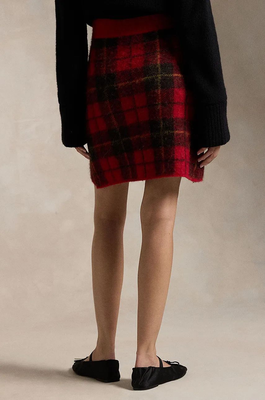 Red Mini Plaid Skirt
