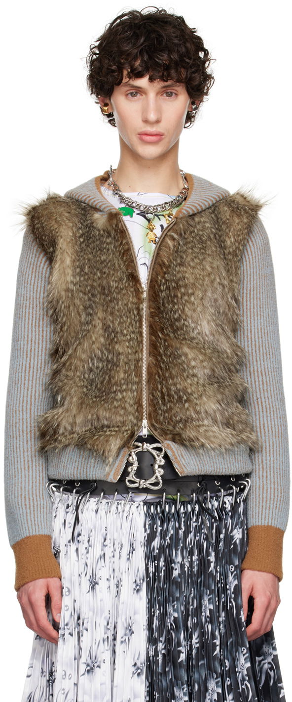 Mikina Chopova Lowena Knotter Faux-Fur Zip Hoodie Hnedá | 5192, 0