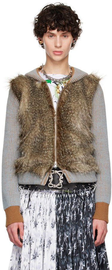 Mikina Chopova Lowena Knotter Faux-Fur Zip Hoodie Hnedá | 5192, 0