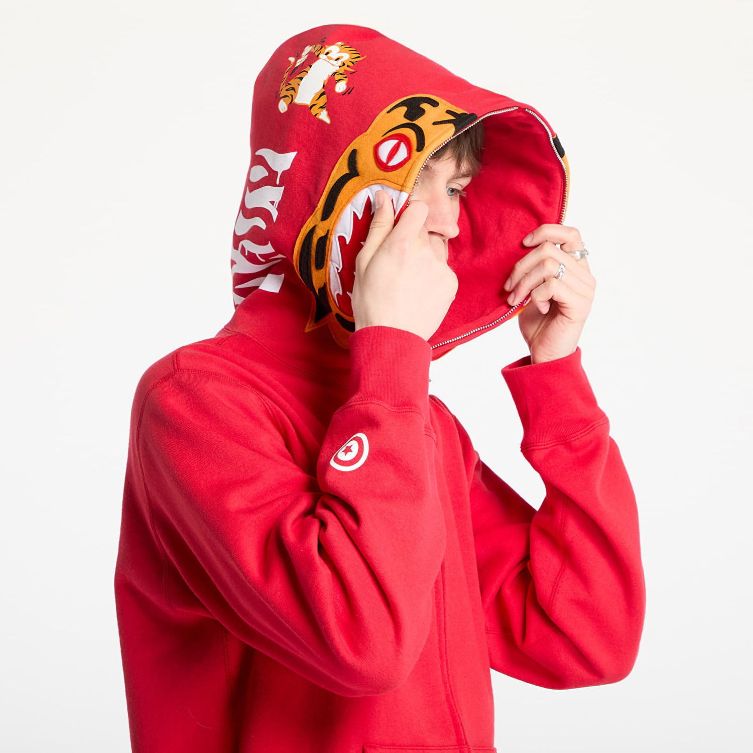 Mikina BAPE A BATHING APE Tiger Full Zip Hoodie Červená | 001ZPL301006MRED, 1