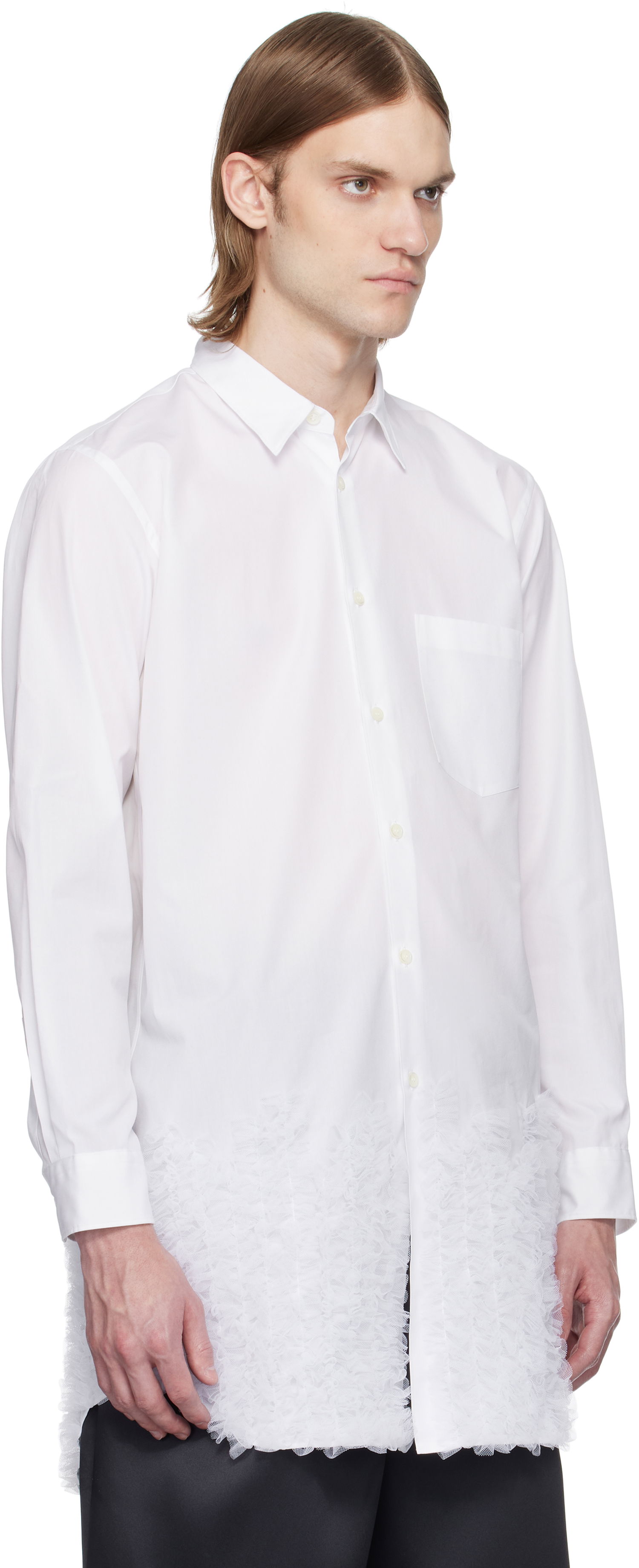 Košeľa Comme des Garçons Homme Plus Cotton Broad & Nylon Tulle Shirt Biela | PO-B026-051, 1