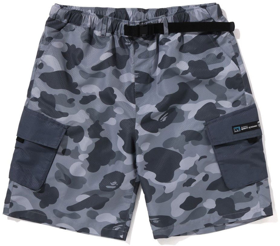 Bape Honeycomb Camo Cargo Shorts Grey