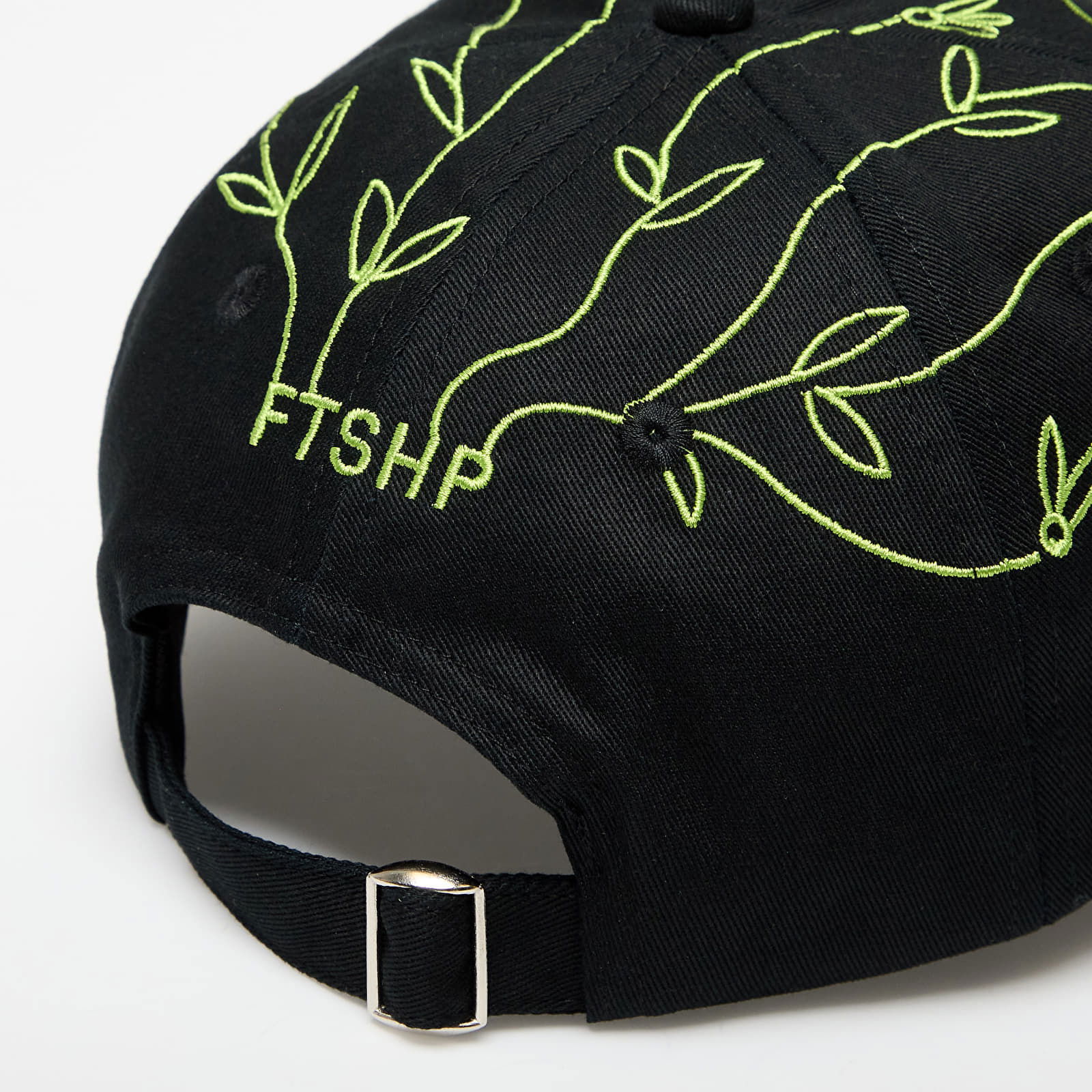 Black Baseball Cap with Flower Embroidery