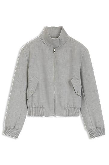 Bomber bunda BOSS Regular-Fit Melange Stretch Twill Bomber Jacket Šedá | 50559347, 0