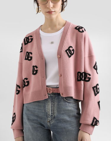 Sveter Dolce & Gabbana Dolce & Gabbana Cropped Wool Cardigan With DG Logo Ružová | FXV52TJCVZLF0473, 3