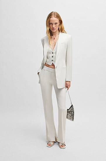 Nohavice BOSS Slim-Fit Shimmer Trousers Biela | 50537747, 1