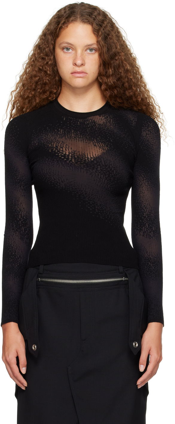 Sveter Dion Lee Dion Lee Burn Out Long Sleeve T-Shirt Čierna | C7201P23, 0
