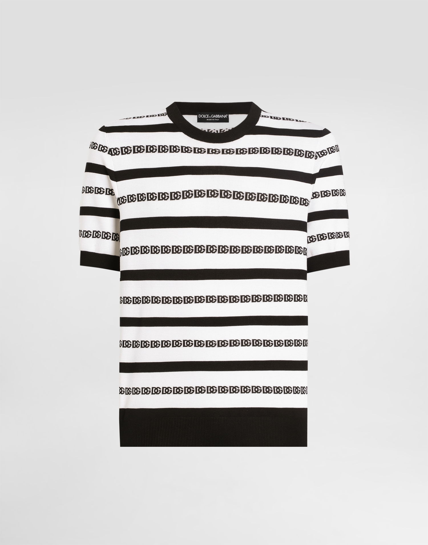 Sveter Dolce & Gabbana Dolce & Gabbana Silk Crew-Neck Pullover with Logo Stripes Rôznofarebný | GXX03TJBSN5W1001, 0