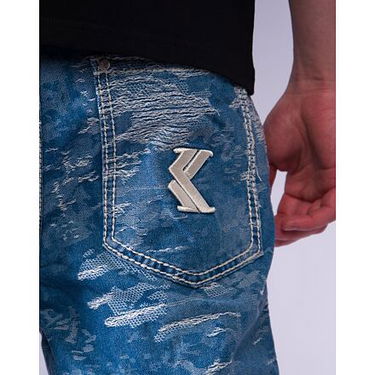 Džínsy Karl Kani Karl Kani Og K Distress Camo Five Pocket Denim Pants W30 Modrá | KK-60000106, 4