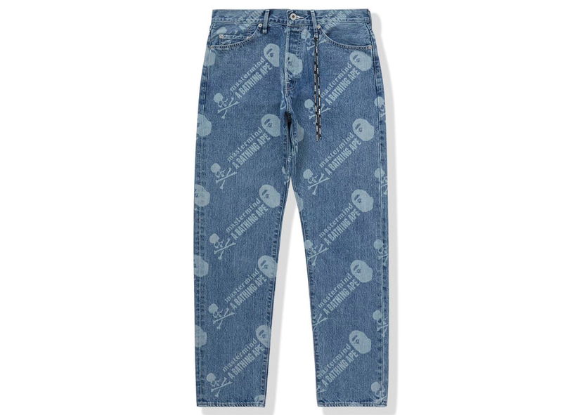 Nohavice BAPE BAPE x Mastermind Washed Denim Pants Blue Indigo Modrá | MVBJN150901MH