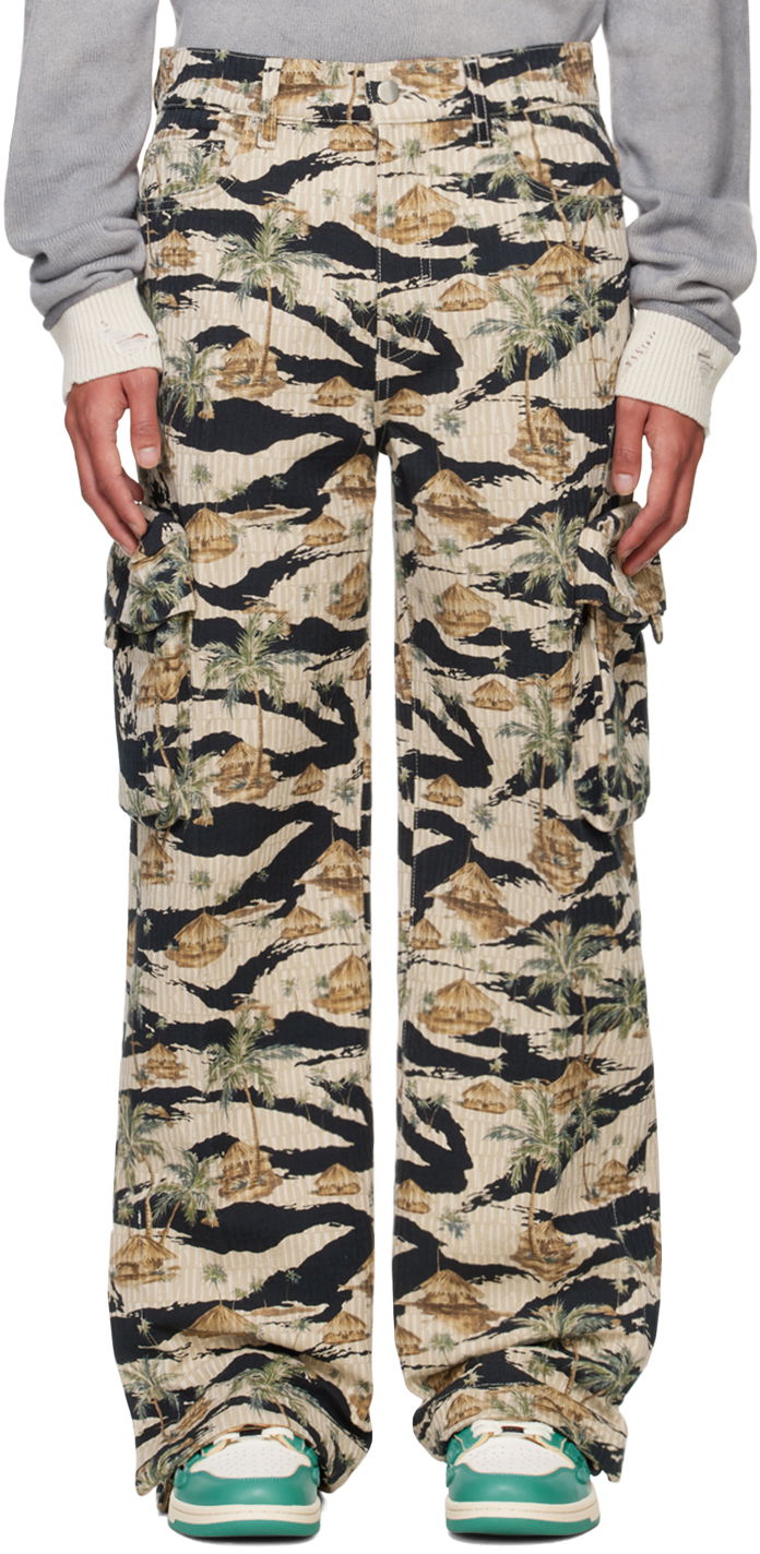 Cargo nohavice AMIRI AMIRI Repeat Palm Baggy M65 Cargo Pants Béžová | AMDNCG1008, 0
