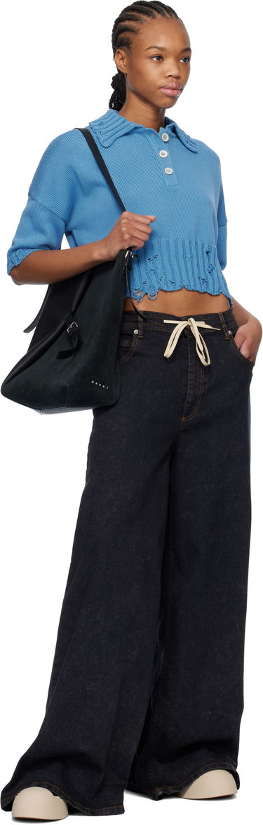 Taška cez rameno Marni Marni Reverse Leather and Suede Tote Čierna | SBMP0190U2 P8199, 3
