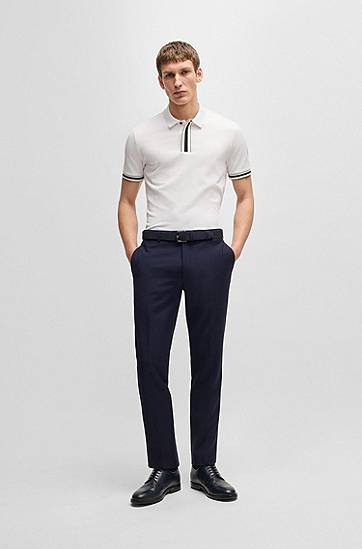 Polo tričko BOSS Interlock Cotton Polo Shirt with Contrast Tipping Biela | 50486186, 1