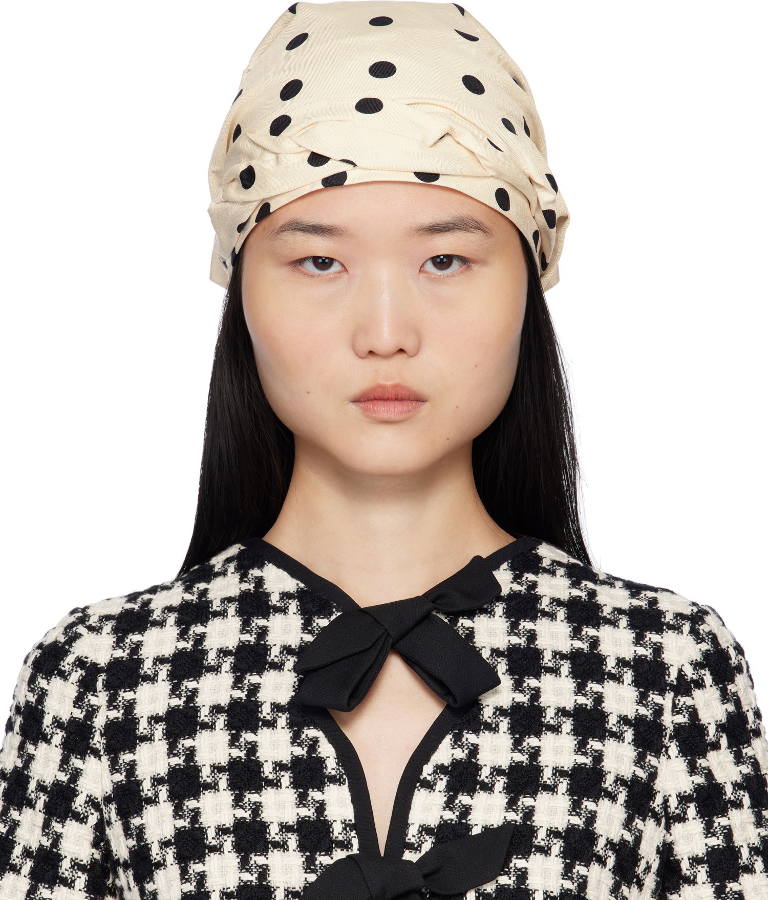 Šiltovka Valentino Polka Dot Silk Twill Headscarf Béžová | 6W2HH00DUIU, 0