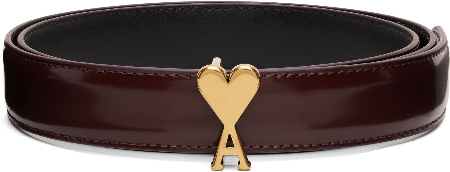 Opasok AMI Ami de Coeur Heart Buckle Patent Leather Belt Vínová | H25UBL209.AL0139, 0
