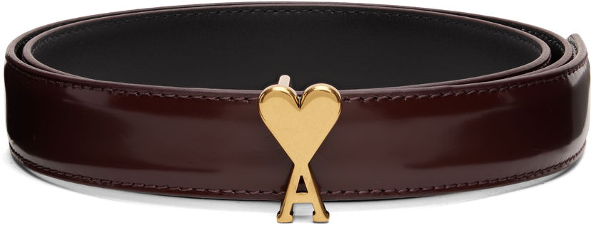 Opasok AMI Ami de Coeur Heart Buckle Patent Leather Belt Vínová | H25UBL209.AL0139