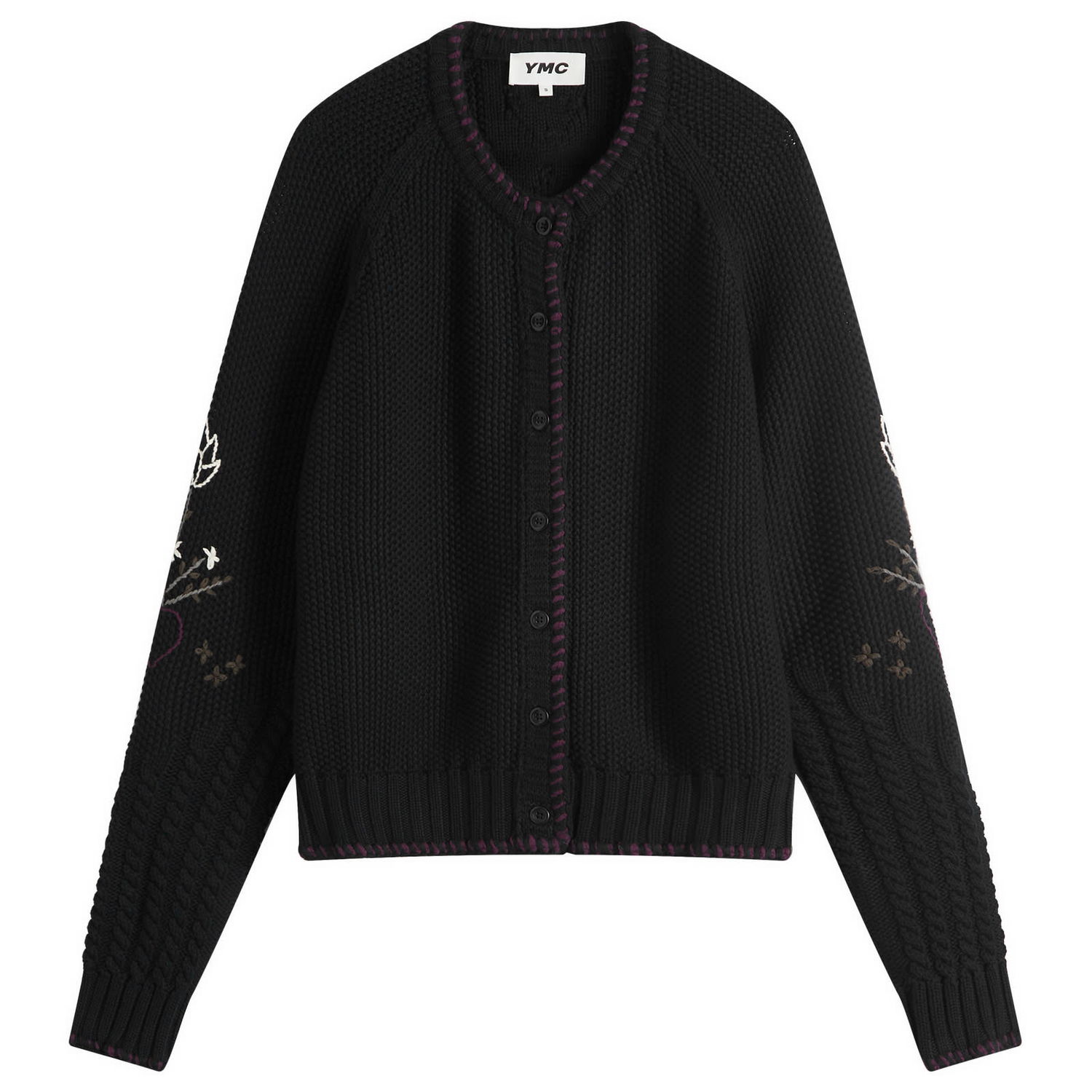 Sveter YMC Lotus Knit Cardigan with Floral Embroidery Čierna | Q8XMK-Black, 0