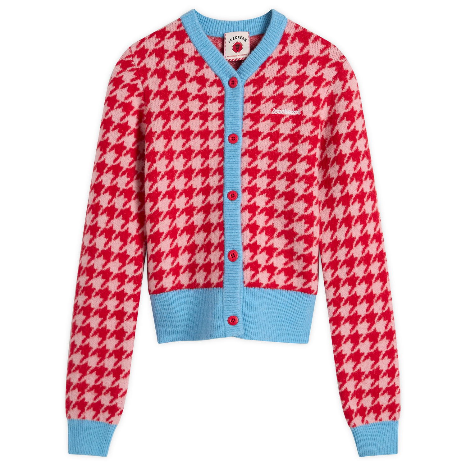 Sveter BBC IceCream Houndstooth Knit Cardigan Ružová | ICWW25307-PNK, 1