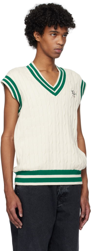 Sveter Fred Perry Fred Perry Cable Knit Tennis Vest Biela | K9721, 1