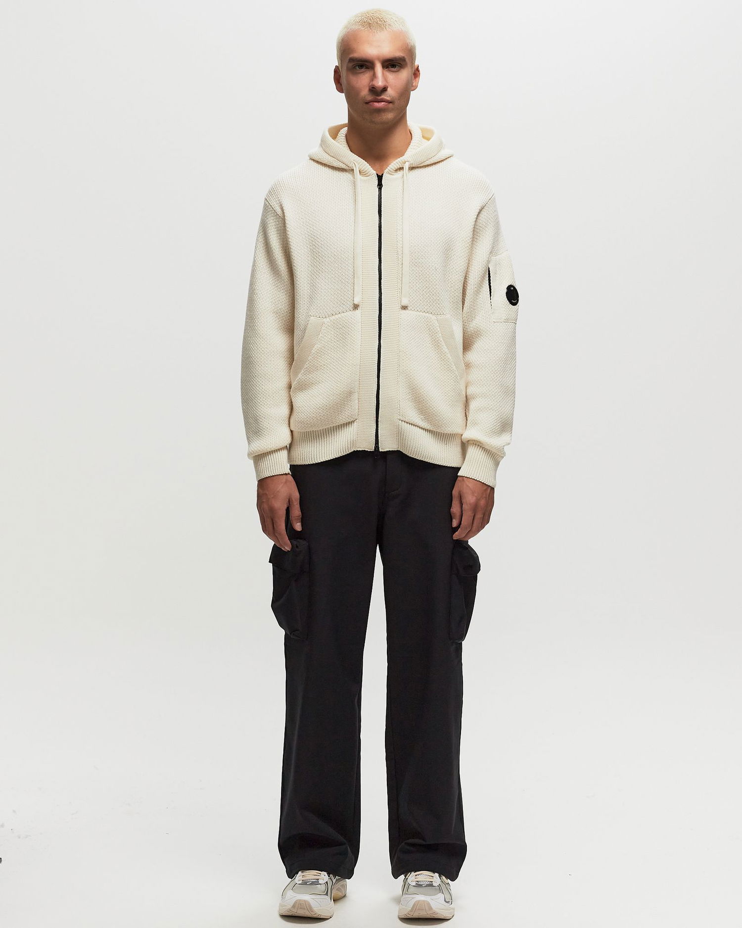 Sveter C.P. Company Knitwear Hooded Zip-Up Cardigan Biela | 17CMKN254A006595A-103, 1