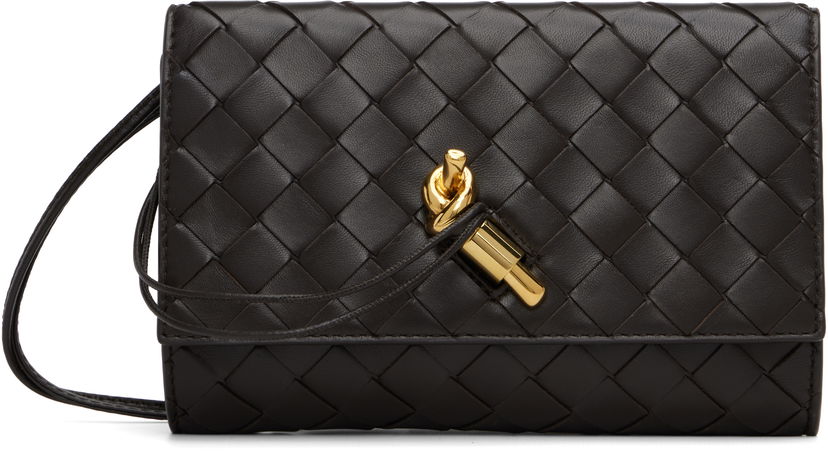 Peňaženka Bottega Veneta Bottega Veneta Andiamo Intrecciato Leather Wallet on a Strap Hnedá | 836940 VCPP2