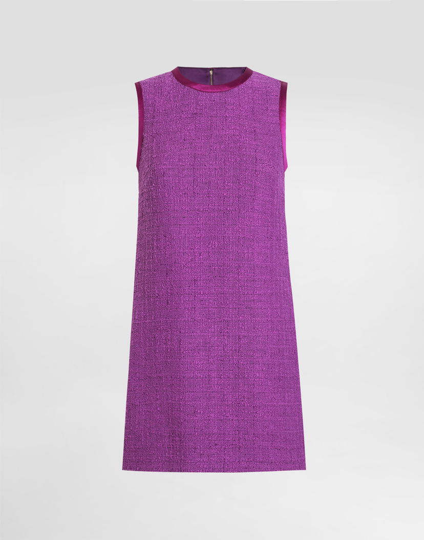 Šaty Dolce & Gabbana Dolce & Gabbana Rachel Tweed Sleeveless Mini Dress Fialová | F6TLKTFMTACF0571