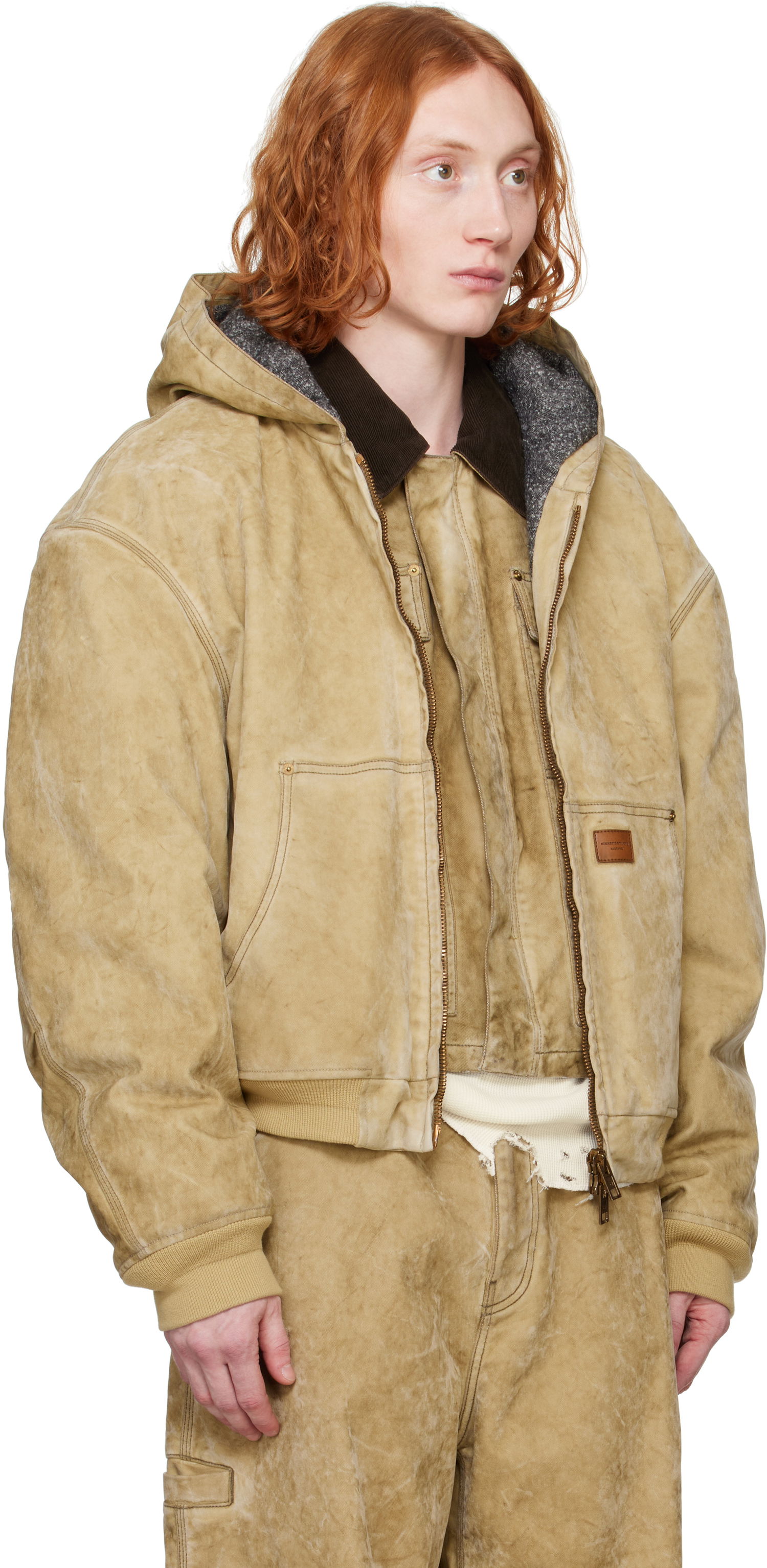 Bunda Alexander Wang Alexander Wang Faux-Suede Hooded Jacket Béžová | 6WC1252068, 1