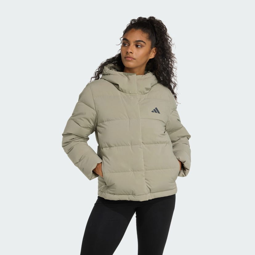 Prešívaná bunda adidas Performance Helionic CLIMAWARM Hooded Down Jacket Zelené | JX3027