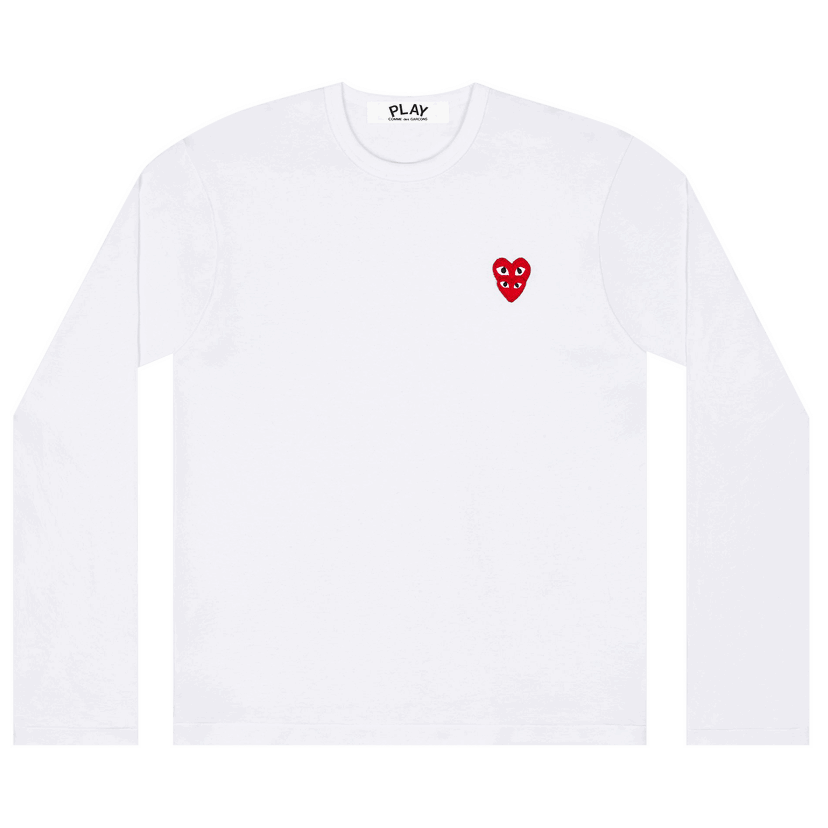 Tričko Comme des Garçons PLAY Double Heart Long-Sleeve T-Shirt Biela | AZ T292 051 2