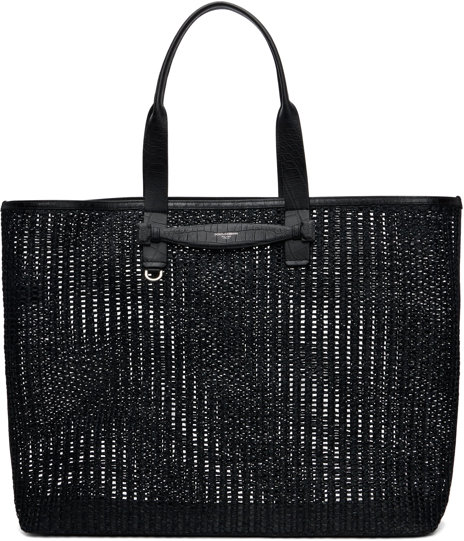 Tote bag Dolce & Gabbana Dolce&Gabbana Woven Mesh & Calfskin Shopper Tote Čierna | BM2453A9O94, 0