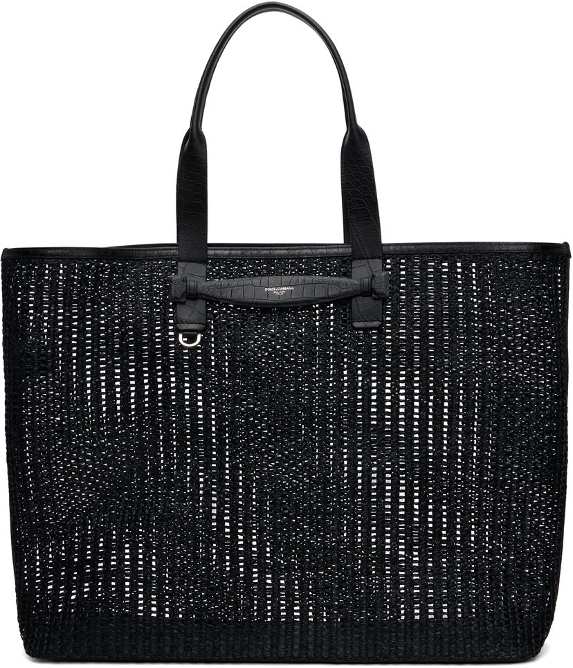 Tote bag Dolce & Gabbana Dolce&Gabbana Woven Mesh & Calfskin Shopper Tote Čierna | BM2453A9O94