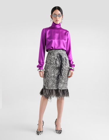 Košeľa Dolce & Gabbana Dolce & Gabbana Silk Satin Turtle-Neck Top Fialová | F7AN6TFU1AUR0718, 1
