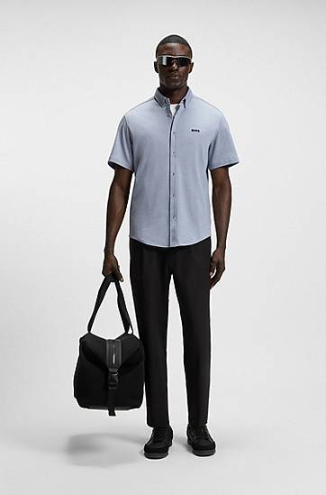 Košeľa BOSS Regular-Fit Cotton Jersey Shirt Modrá | 50544784, 1