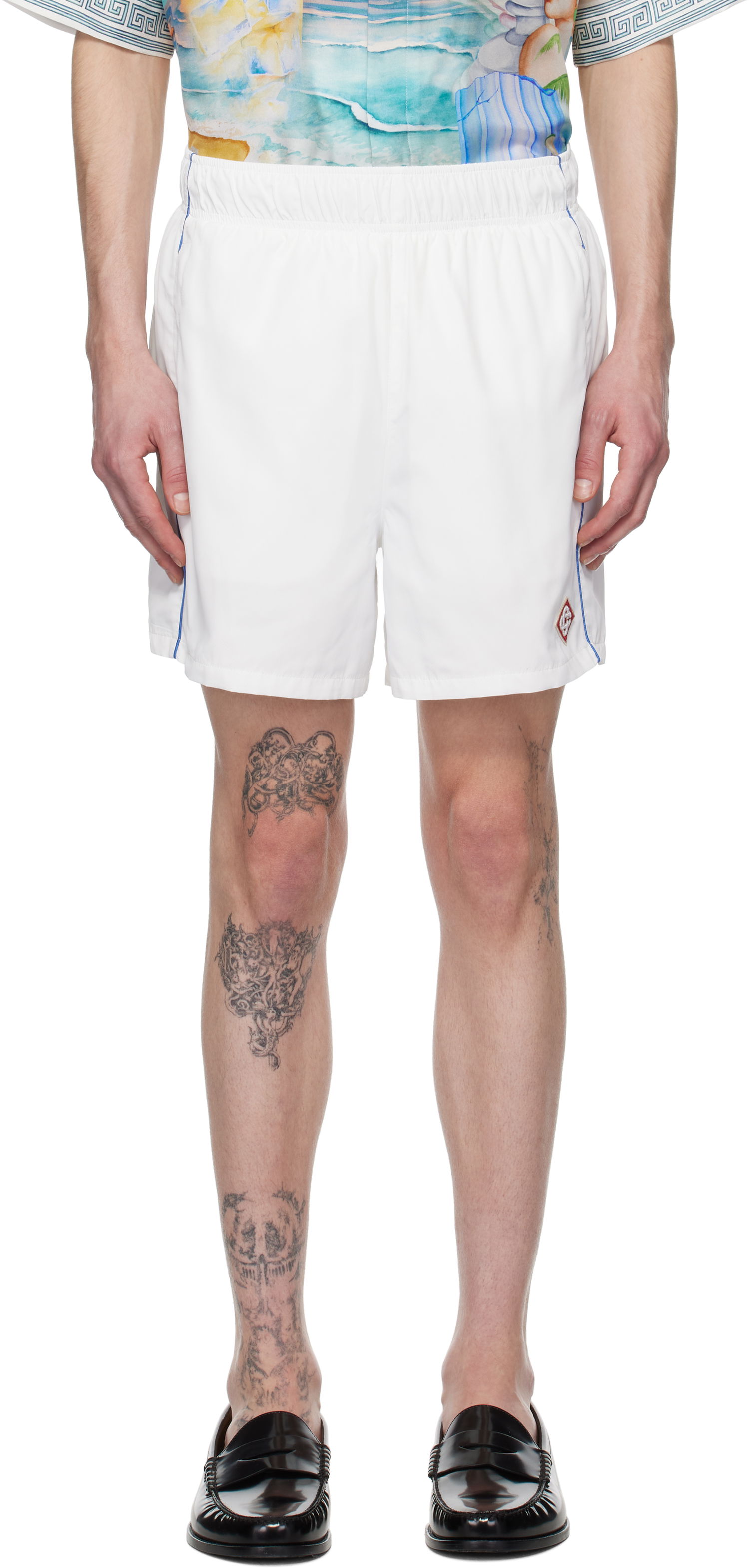 Plavky Casablanca Casablanca Midnight Acropolis Windbreaker Shorts Biela | MPS25-TR-029-01, 0