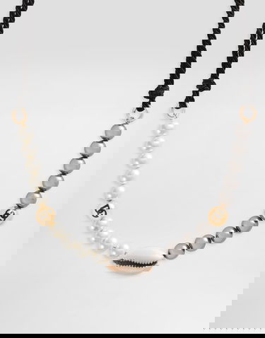 Náhrdelník Dolce & Gabbana Dolce & Gabbana DG Cord and Pearl Necklace Čierna | WNR5C3W1111N0011, 2