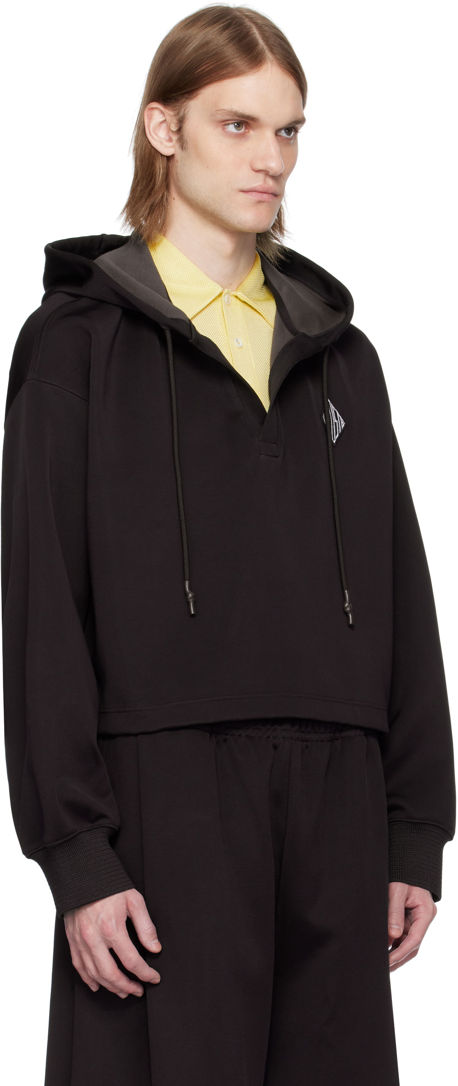 Mikina Lacoste Lacoste Runway Oversized Cropped Hoodie Čierna | SH6766, 1