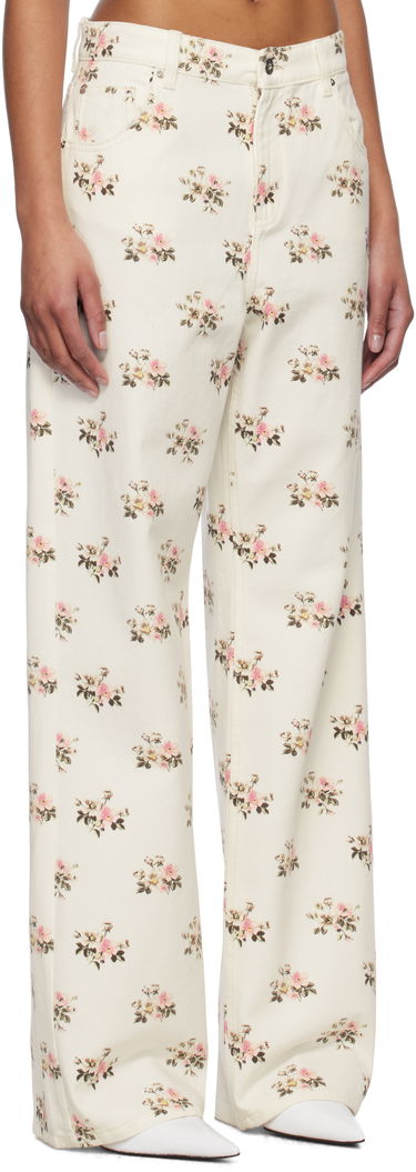 Džínsy Blumarine Blumarine Boyfriend Floral-Print Jeans Biela | P522J186A, 1