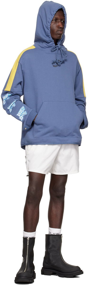 Mikina We11done Designer Logo-Appliquéd Hoodie Modrá | WD-TH1-22-556-U-NV, 3