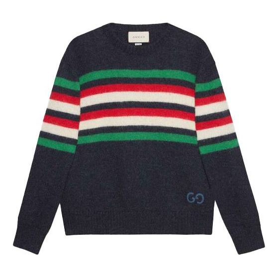 Sveter Gucci Alpaca Blend Striped Crew Neck Sweater Modrá | 633614-XKBIP-4804, 0