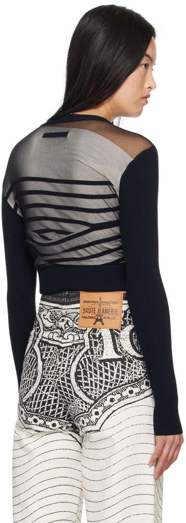 Sveter Jean Paul Gaultier Gaultier 'The Marinière' Striped Mesh Top Čierna | 24/25-F-PL047B-M064-590100, 2