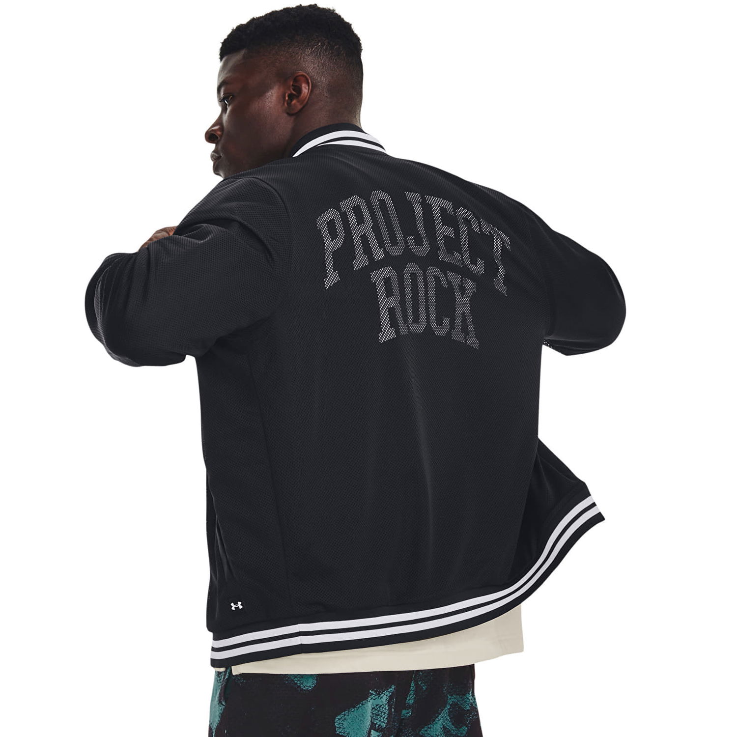 Bunda Under Armour Project Rock Mesh Varsity Jacket Black Čierna | 1377437-001, 0