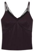 Satin camisole top with lace trims and multiple straps