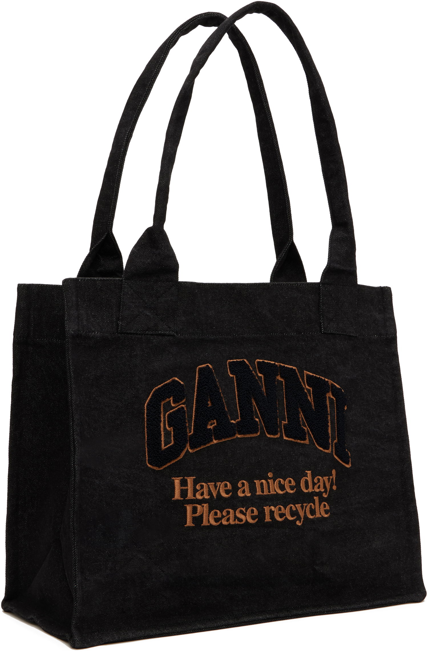Tote bag GANNI GANNI Large Denim Tote Čierna | A6583, 1