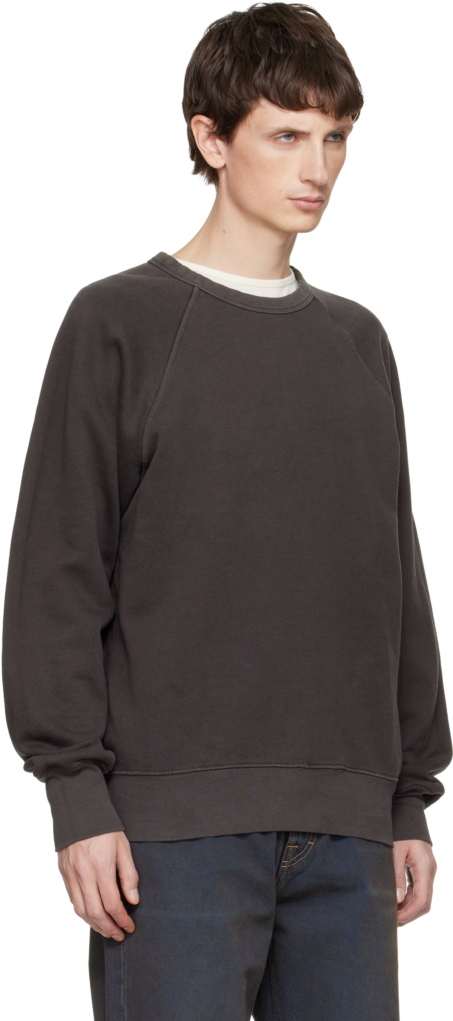 Mikina LES TIEN Heavyweight Binded Neck Raglan Sweatshirt Šedá | CF-1122, 1